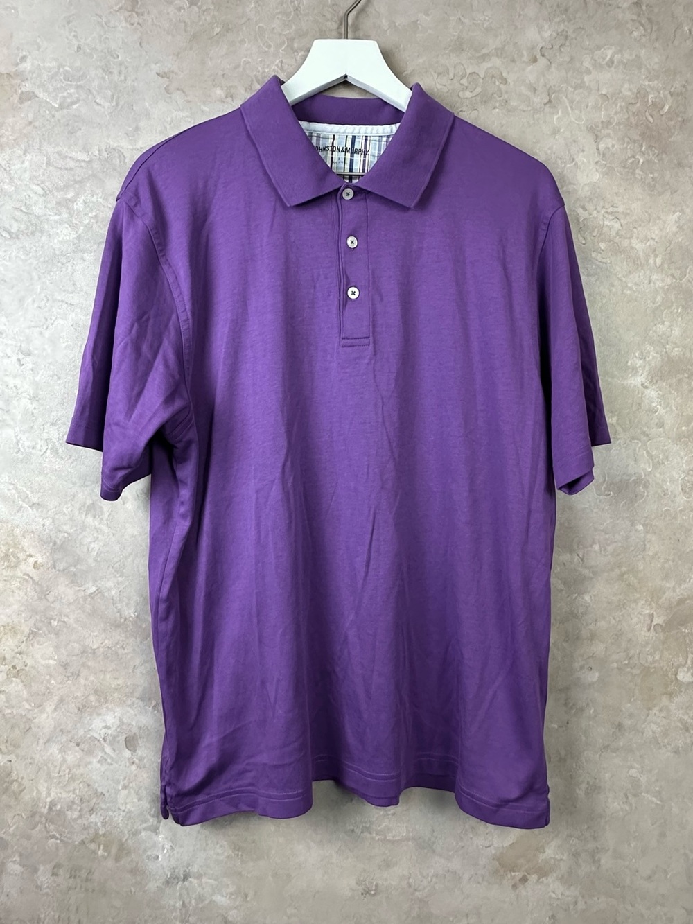 Johnston & Murphy Plum Purple Short Sleeve Polo Top Men Sz L
